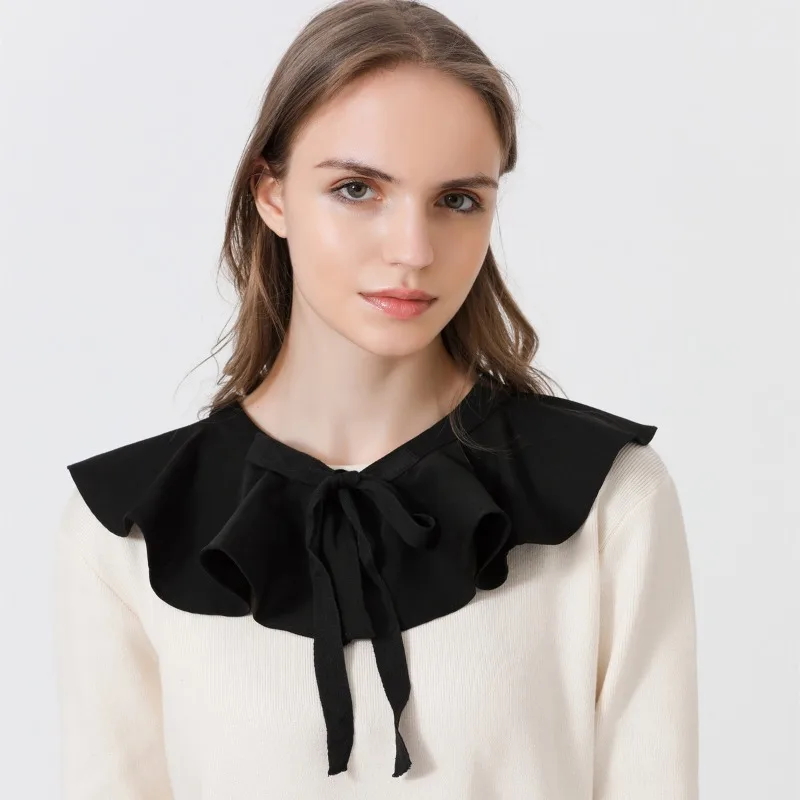 Abnehmbarer Revers-Fälschungskragen für Damen, Krawatte, Damen, weißer Schal, Wickeltuch, abnehmbare einfarbige Schleife, falscher Kragen, Kleidungszubehör