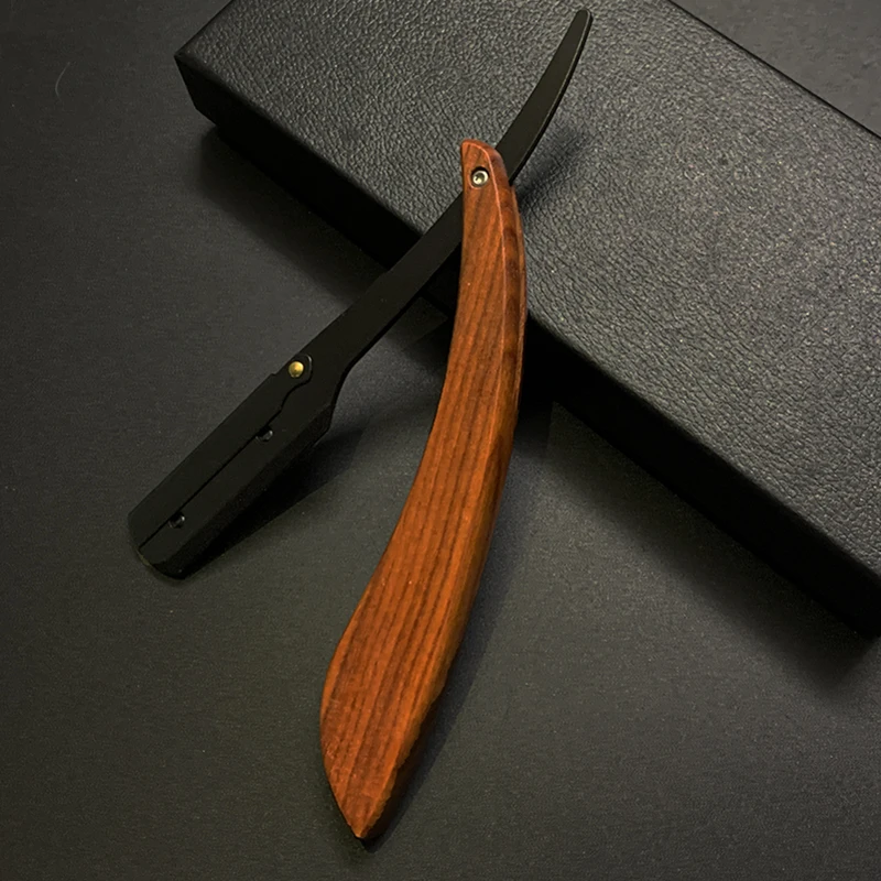 Nueva recortadora de madera, Afeitadora Manual profesional de borde recto de acero inoxidable, maquinilla de afeitar plegable afilada para peluquero, cuchillo de afeitar para regalo