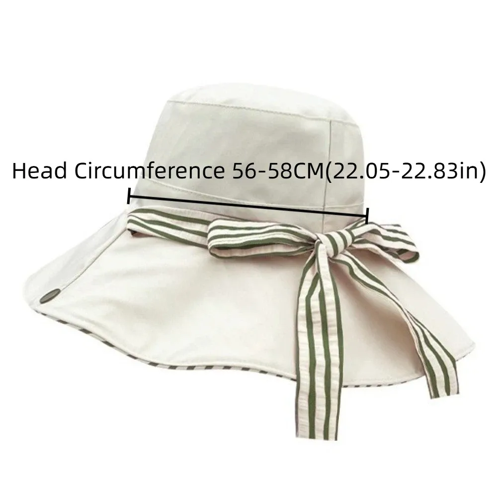 New Wide Brim Reversible Bucket Hat UV Protection Breathable Striped Sun Hat Foldable Windproof Fishmen Hat Summer 6