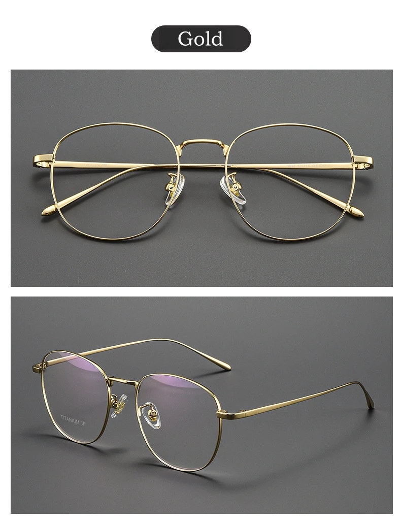 Yimaruili Mode ultraleichte Titan legierung Brillen Männer Retro Runde großes Gesicht optische Rezept Frauen Brillen Rahmen 1052 – Detail 10