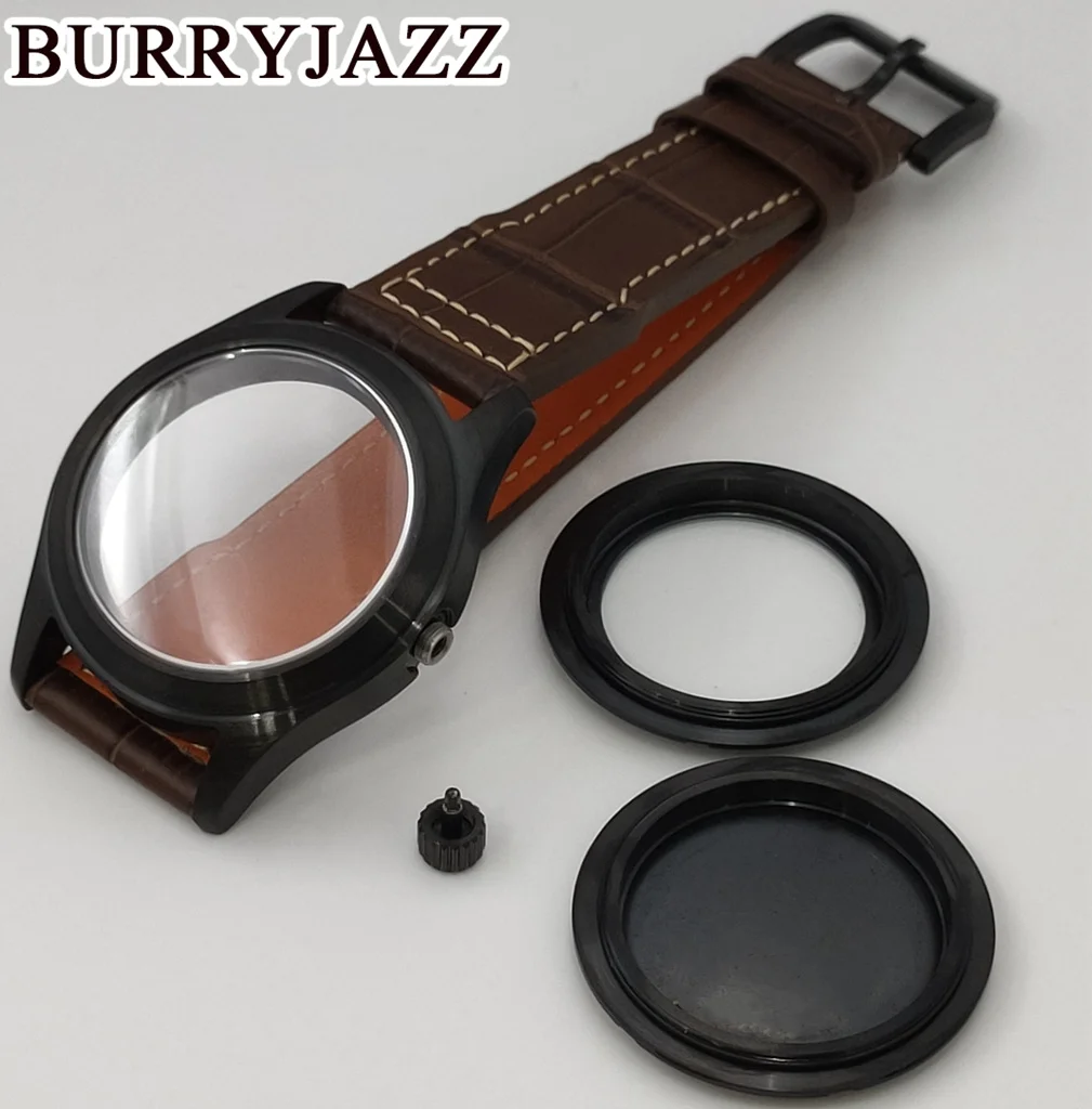 BURRYJAZZ 36mm 39mm NH35 NH36 NH34 NH38 NH70 NH72 ETA2824 PT5000 Watch Case Silver Black Gold Sterile Case Sapphire Glass