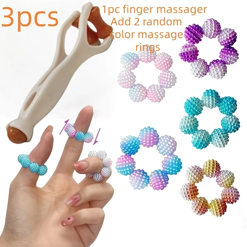 3 Set Spiky Finger Rings Massager Gradient Color For Adult Relax Tool Home Outdoor School Office Travel Surprise Gift