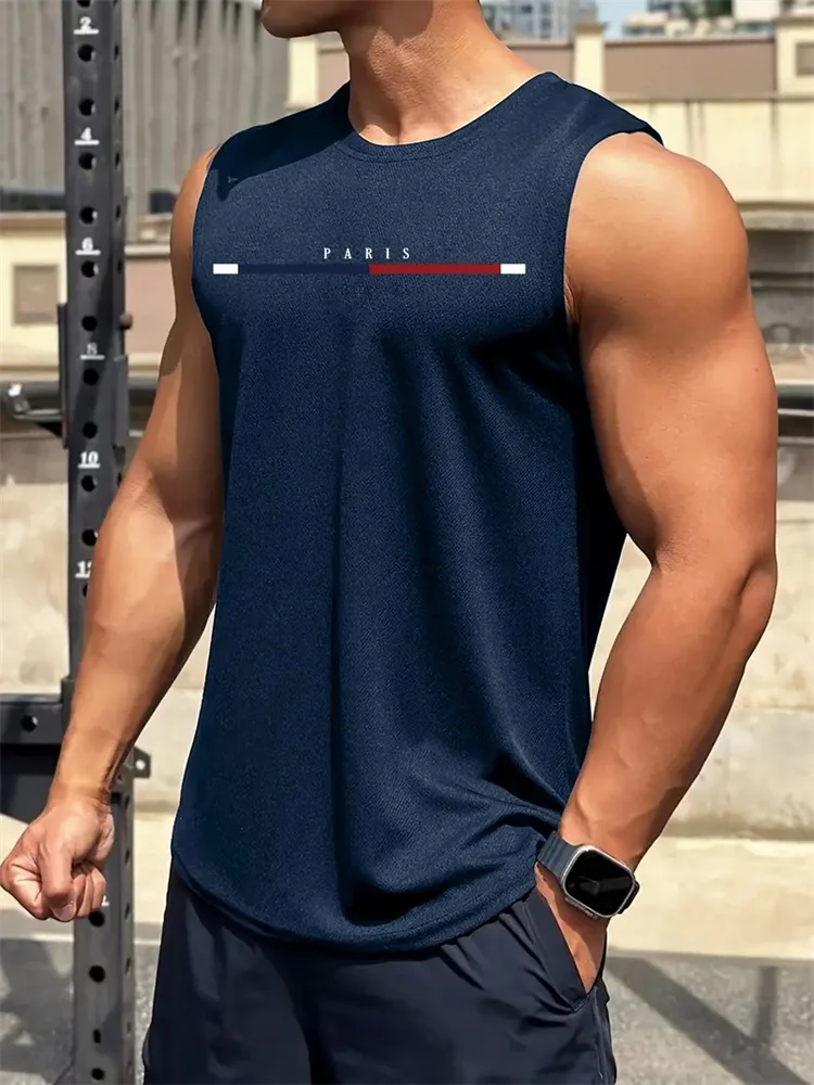 Summer New Trend Men's Pull-Over Crew Neck Vest Mesh Fitness Breathable Vest Blazer Men's Quick Drying Sweat Absorption T-Shirt