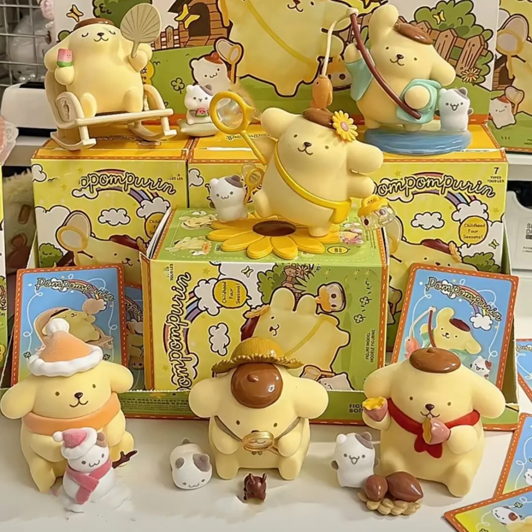 

legal copy Pompompurin Childhood Four Seasons Series Blind Box Cute Desktop Figure Toy Kawaii Collectible Doll Perfect Gift
