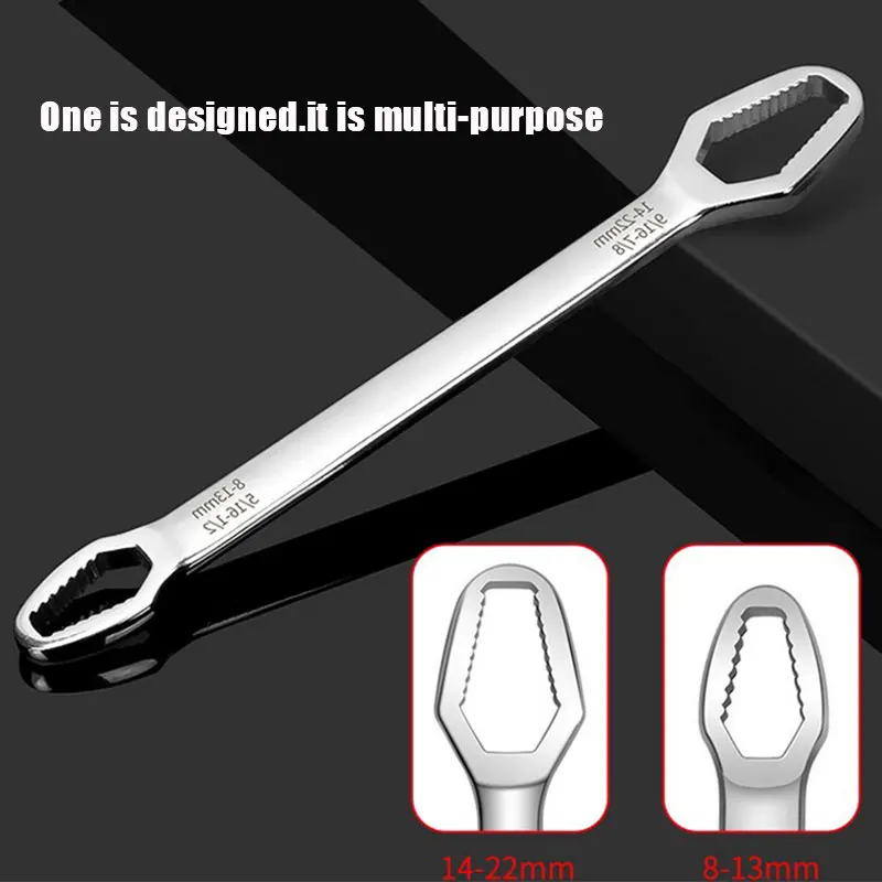 8mm-22mm Self-Tightening Double End Multi functional Universal Cr Vandium Wrench