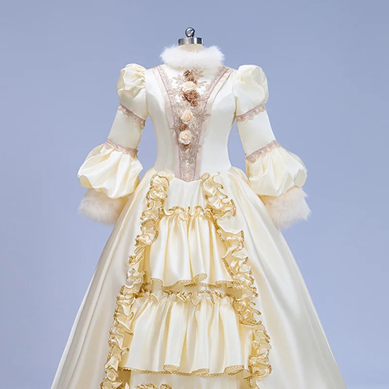 ฤดูใบไม้ร่วงและฤดูหนาวศาลยุโรปชุดผู้หญิง High-end Retro ละคร Catwalk Performance STAGE เสื้อผ้าหนา Vestidos Largos