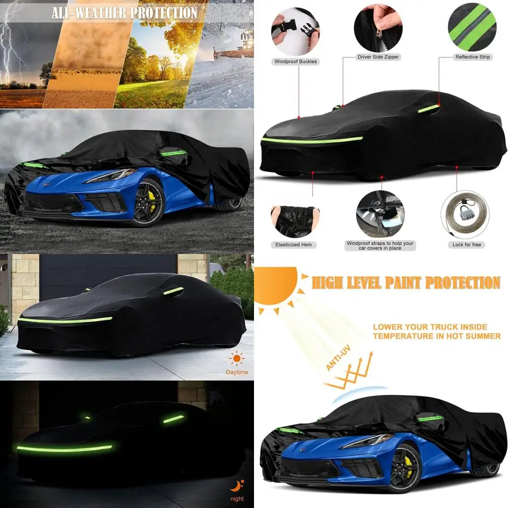 

6-Layer All-Weather Custom Fit Car Cover with Zipper Door for 2020-2025 Corvette C8 - Snow, Rain, Dust, Hail Protection