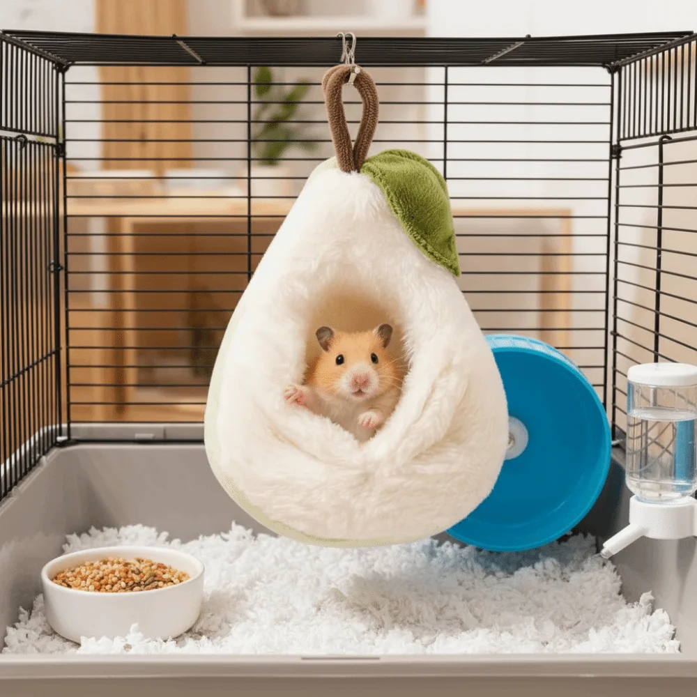 

Hanging Basket Plush Hamster Hammock Soft Pear Shaped Winter Pet Nest Warm Comfortable Sugar Glider Hideout Winter