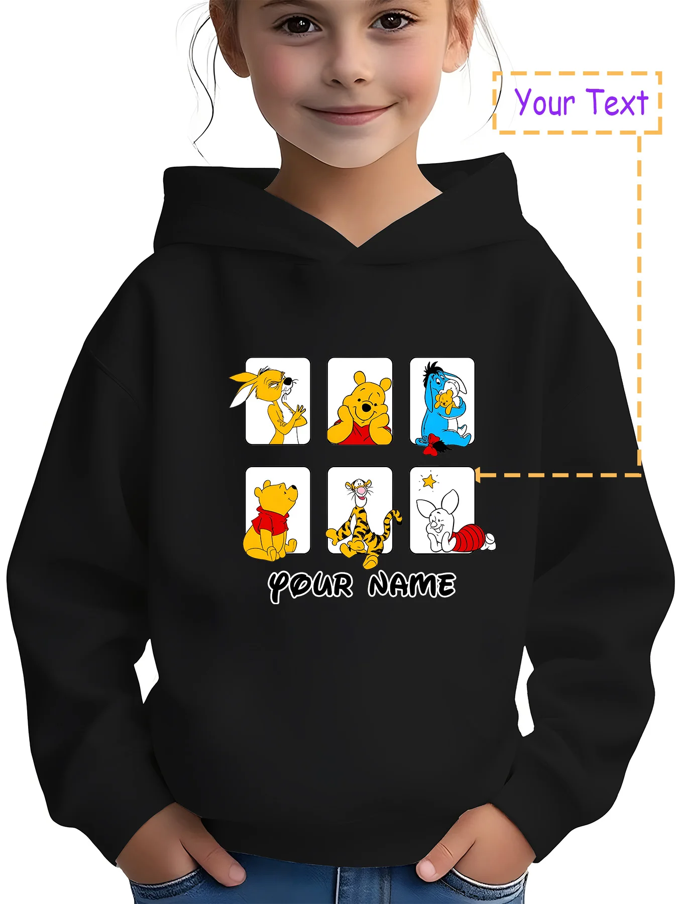 

MINISO Disney's cute Winnie the Pooh and friends hoodie - featuring Tigger and Piglet, perfect for home and outdoor wear. Custom