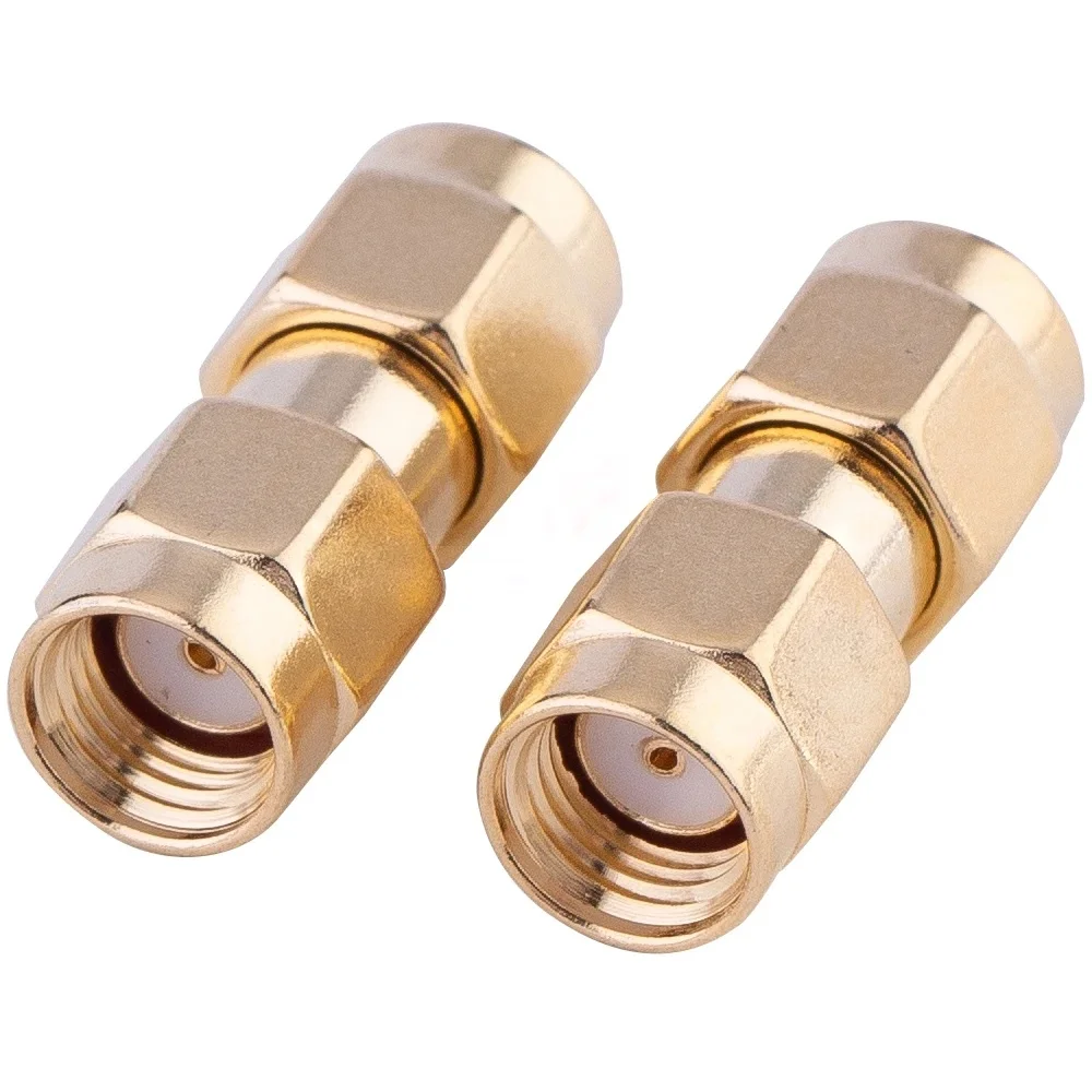 1pcs Connector Adapter RP SMA Male Plug to SMA Male Plug RF Coaxial Converter Straight