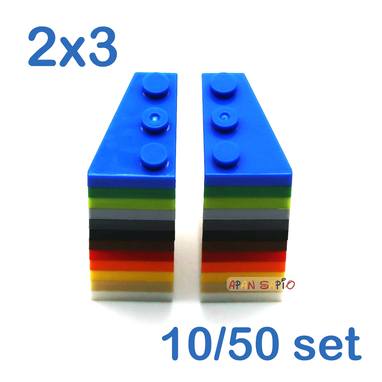 10/50set DIY Building Blocks Bricks Wedge 2x3 Dots Figures Educational Creative Size Compatible With 43723 Toys for Children
