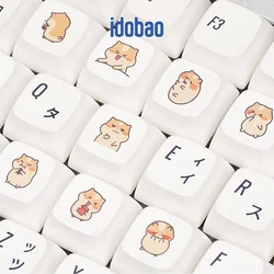 idobao 4/12PCS XDA White Novelty Keycaps Supplementary Keycaps Cute Hamsters Pattern Kawaii Keyboard Caps for MX Switches