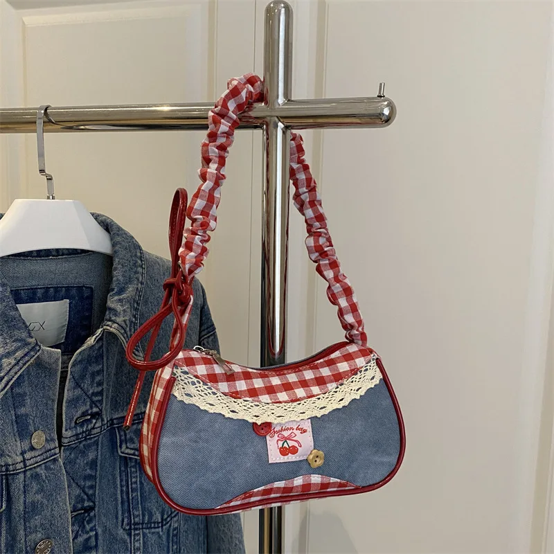 

2026 New Arrival Ladies Cute Plaid Fabric Crossbody Bag Fashion Commute Small Square Shoulder Bag
