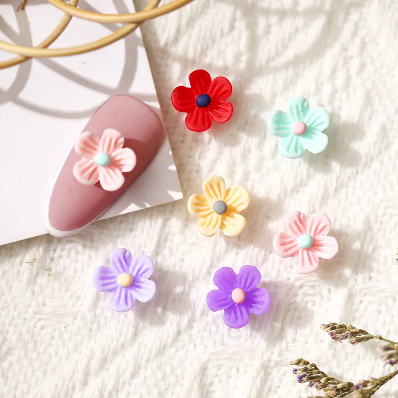 

50PCS 3D Resin Flower Nail Art Charms Parts Kawaii Accessories Manicure Decor Materials Nails Decoration Supplies Plum Blossom