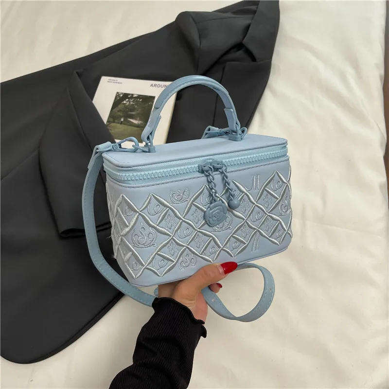 حقيبة صندوقية متعددة الاستخدامات وأنيقة مطرزة بالصناعة الثقيلة بتصميم جديد، حقيبة كروس بكتف واحد فاخرة وعصرية #5