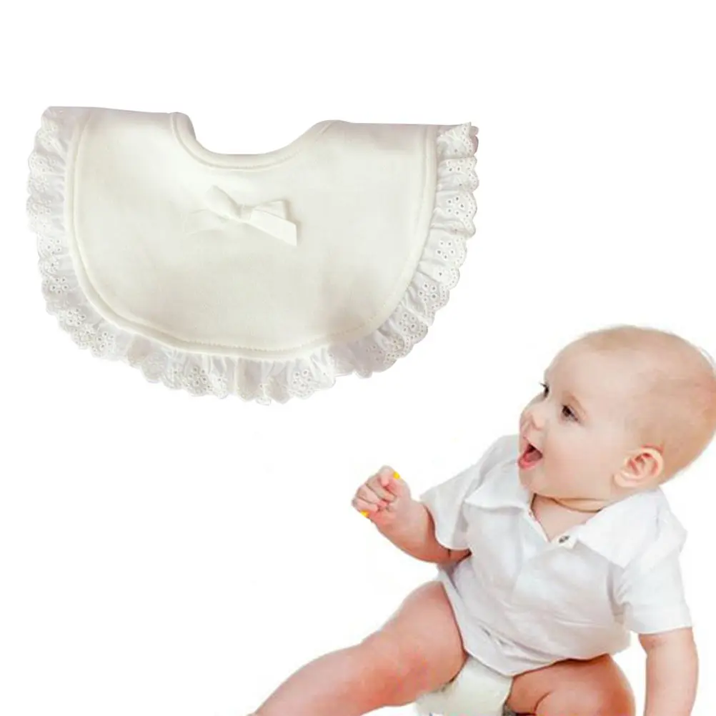 

Lace Baby Bib Pink Waterproof Cotton Drool Bibs for Newborn Infant Soft Fashionable Style Baby Dining Bib Bibs