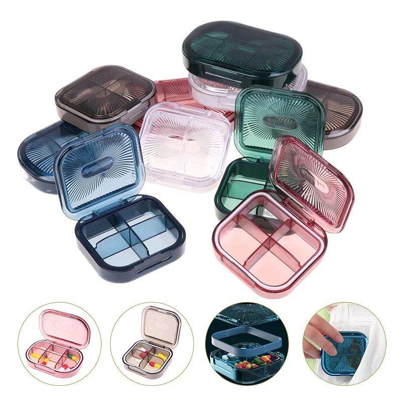 Travel Portable Mini Medicine Pill Box Plastic Storage Container Pill Case For Tablets Small Pill Box Organizer Bottle 4/6 Grids