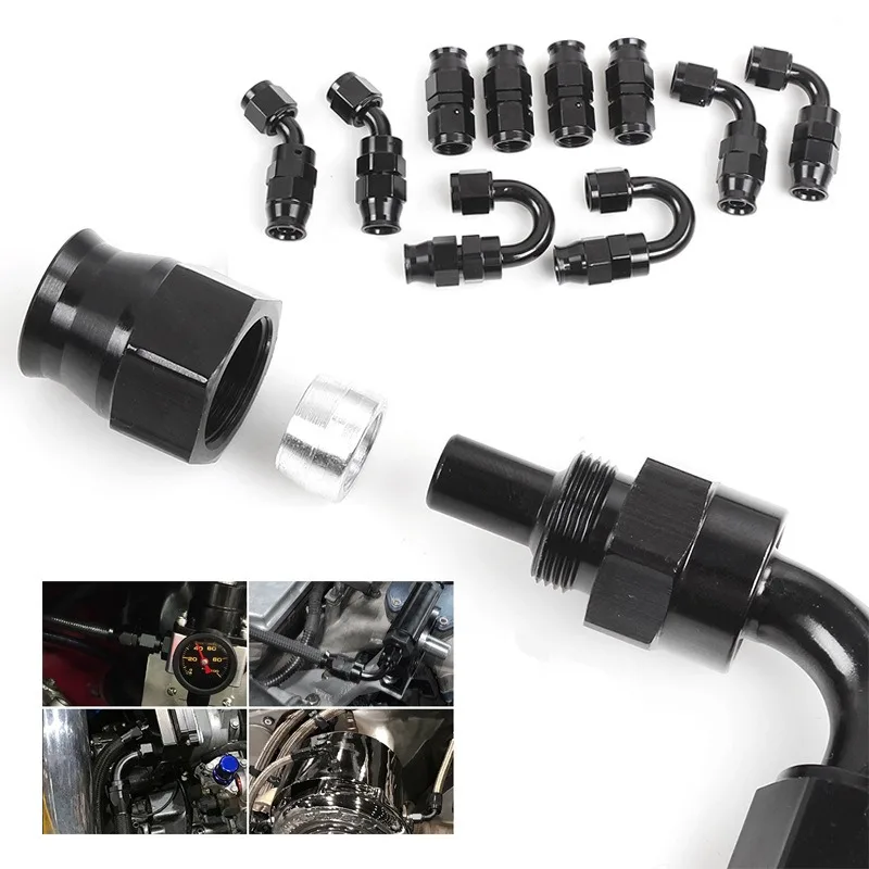 Automobile Modification AN6/8/10 Fast Anti-leakage Teflon  Oil-cooled Connector 0/45/90/180 °