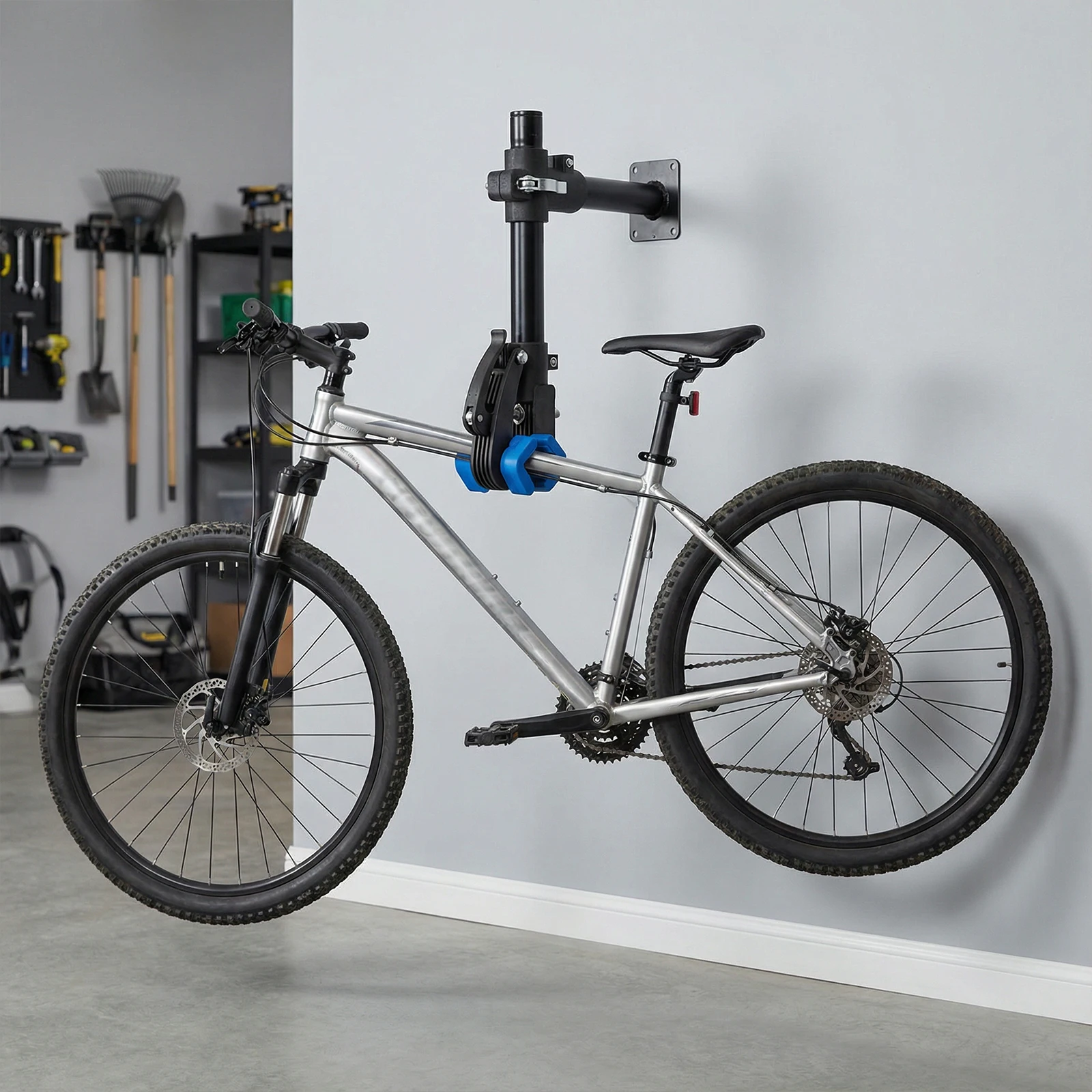 

Настенная подставка для велосипедов, экономящая место, выдерживает до 44 фунтов, с регулируемым зажимом для обслуживания горных и шоссейных велосипедов.