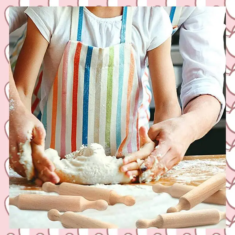 

HHTL 60 Pieces Wooden Mini Rolling Pin 6 Inches Long Kitchen Baking Rolling Pin Small Wood Dough Roller For Children Fondant