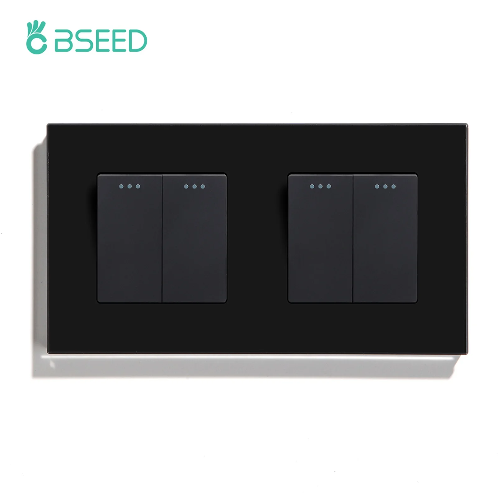 BSEED Mechanischer Wandleuchten-Druckschalter, 1/2 Gang, 1-Wege, automatische Rückprallschalter, Knopf mit Glasrahmen, 250 V