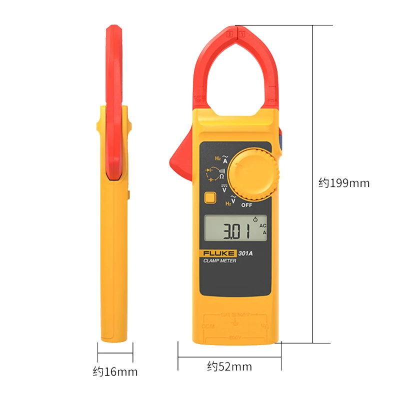 Fluke 301 Series Professional Digital Clamp Meter AC/DC Voltage Tester with ohm, Continuity Measurement