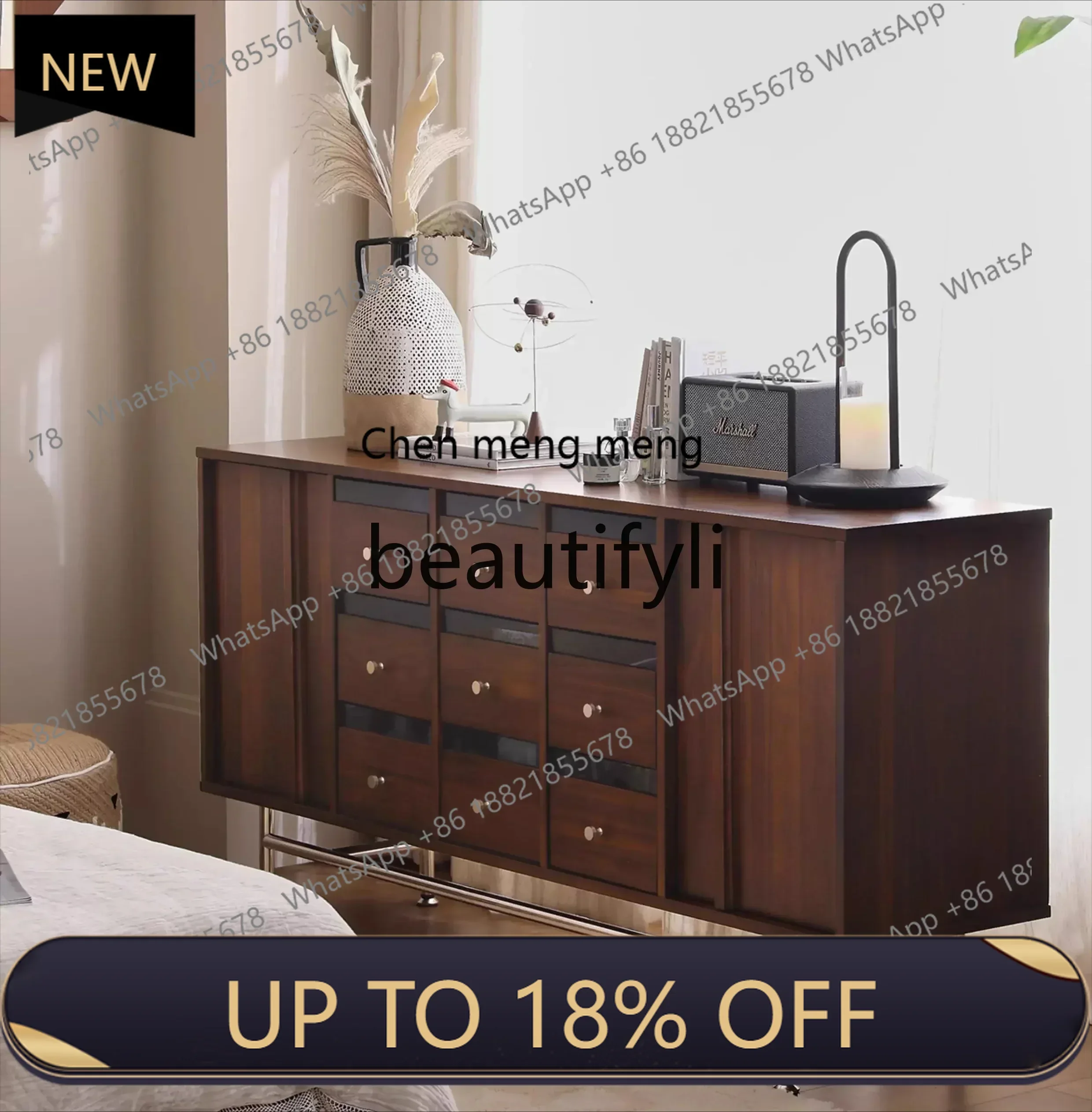 

P178 Solid wood dining side cabinet, living room storage small apartment, bedside storage cabinet, antique chest cabinet