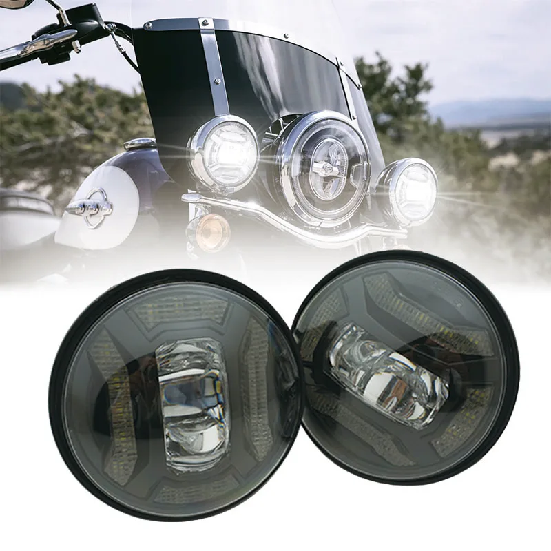 

4.5 Inch LED Fog Lamp Driving Lights DRL Angel Eyes For Harley Bike Motorcycle 30W Round Waterproof Auxiliary Passing Lamps