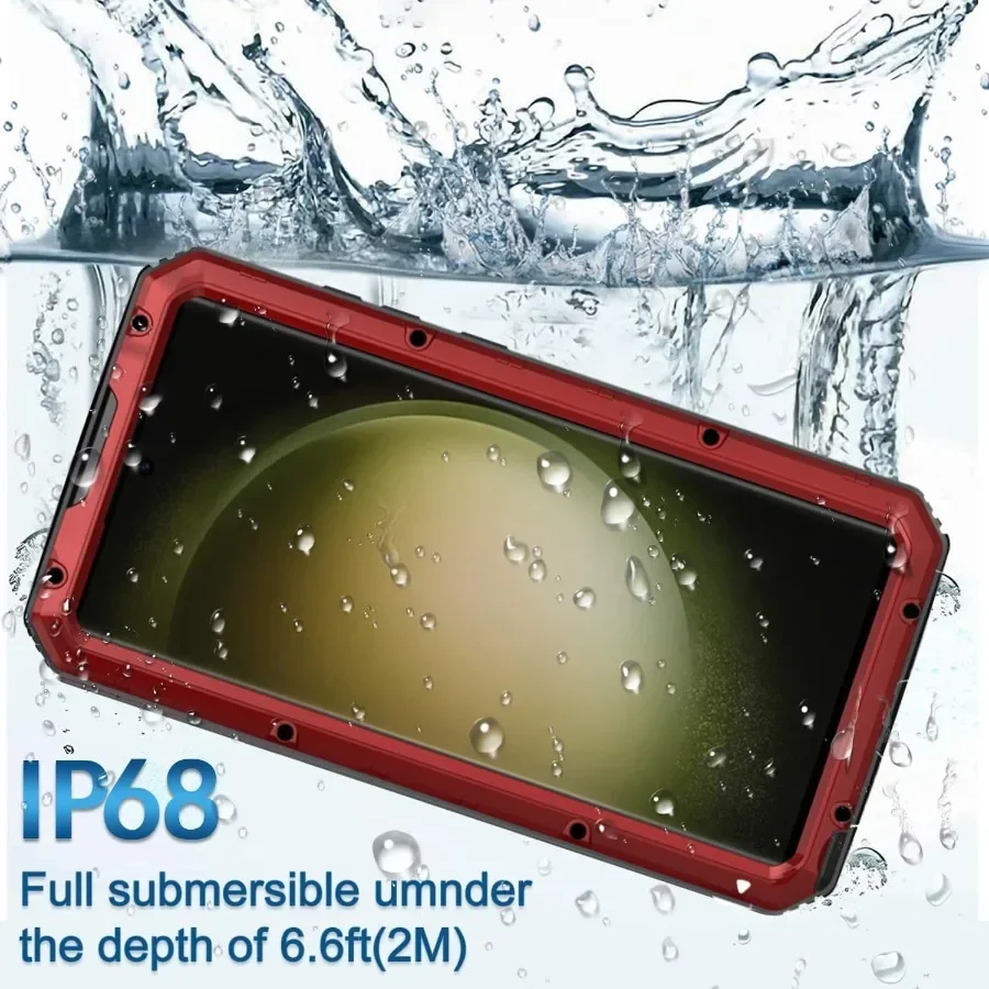 

IP68 aluminum metal waterproof case for Samsung S23 S22 Ultra S22 Plus heavy duty shock cover and screen protector bracket