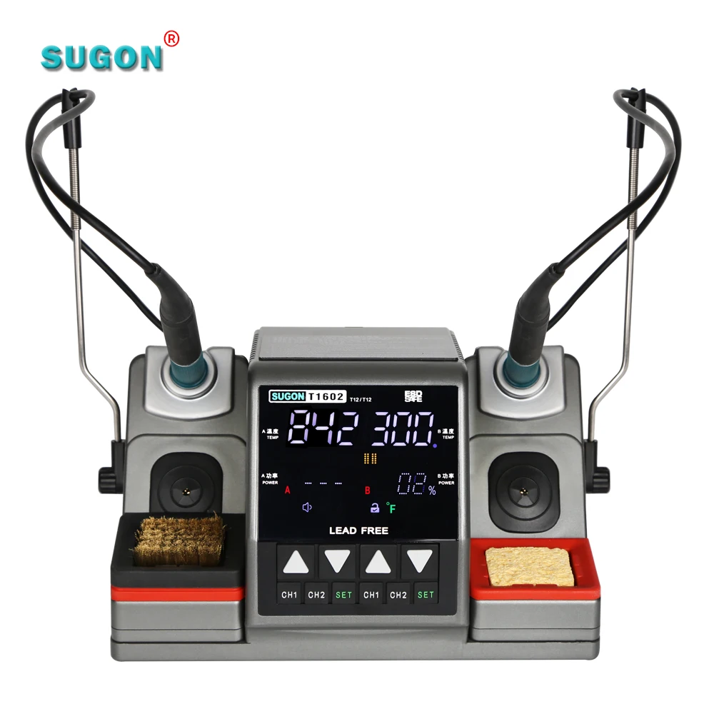 New Product SUGON 2 In 1 Soldering Station T1602 Hot Air Solder Rework Station Soldering Iron Station