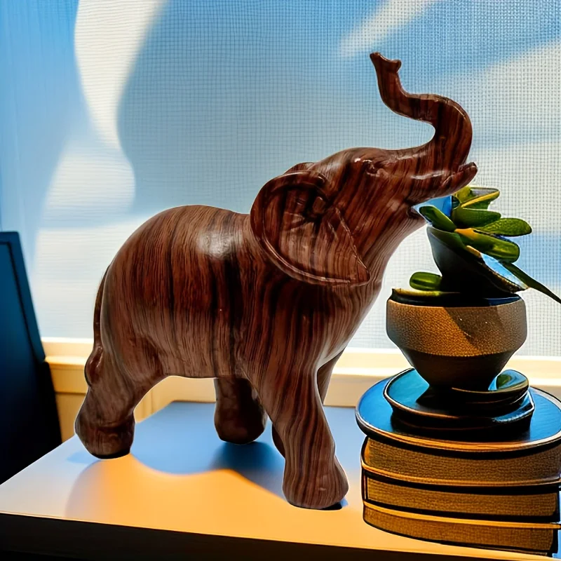 1pc Wildlife Collection Elephant Sculpture Statue - Resin Decor For Home Decoration And Desktop Decoration,Cute Ornament,