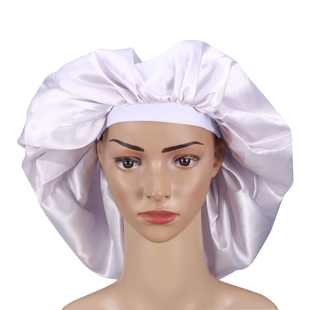 

Satin Sleep Cap Extra Large Imitation Silk Bathing Hat Elastic Waterproof For Women Lady Chemotherapeutic Use Shower Cap