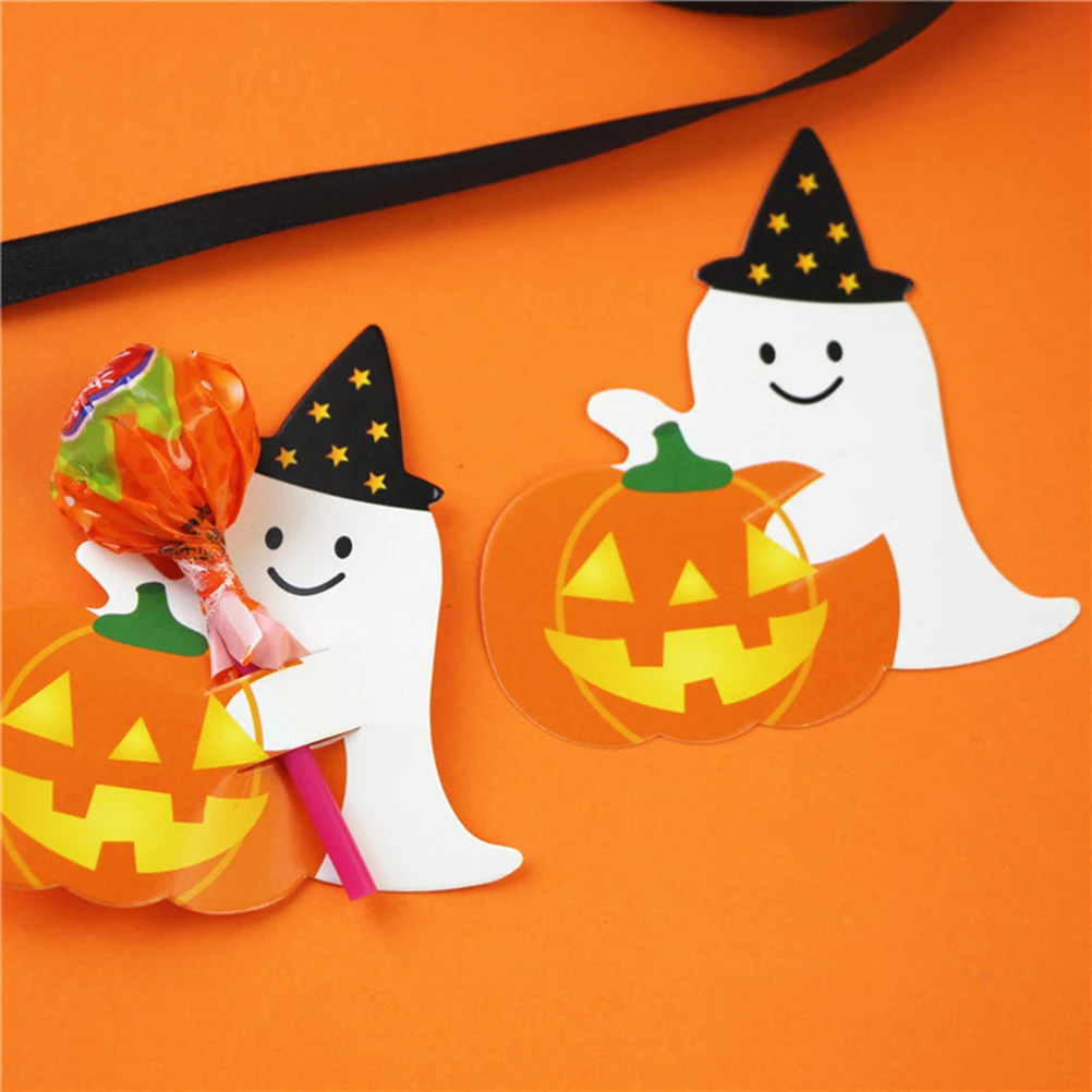 

50pcs Pumpkin Cards Bulk Lollipop Packaging Halloween Party Wedding Candy Display Lollipop Decoration Cartoon