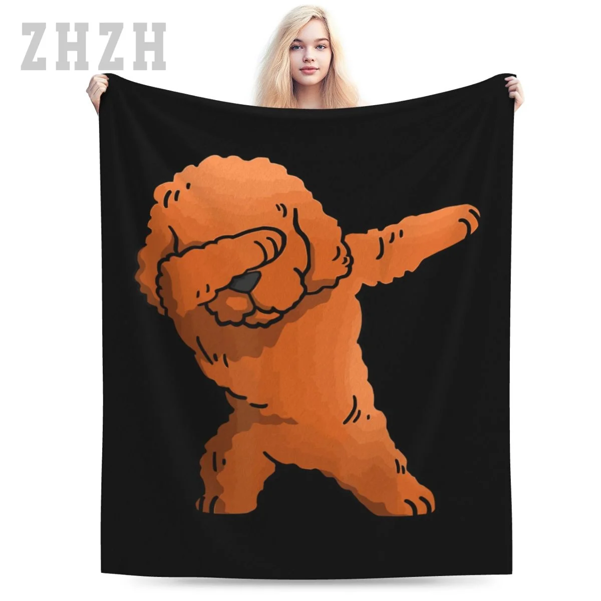 Blanket Dabbing Toy Poodle Dab Dance Funny Dog Gift Flannel Multifunction Outdoor Camping Sofa Cover Keep Warm