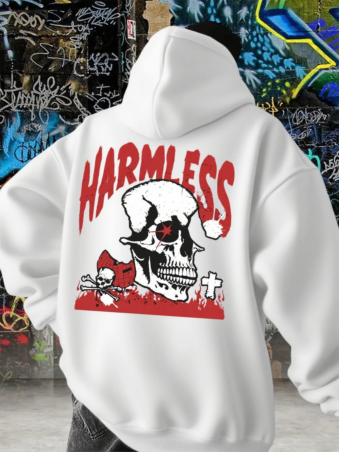 เสื้อฮู้ดลายกราฟิกหัวกะโหลก ผ้าฝ้าย สำหรับฤดูใบไม้ร่วงและฤดูหนาว ผู้ชายและผู้หญิง สไตล์ลำลอง ใส่เล่นกีฬากลางแจ้ง ออกกำลังกาย ทรงหลวม แบรนด์