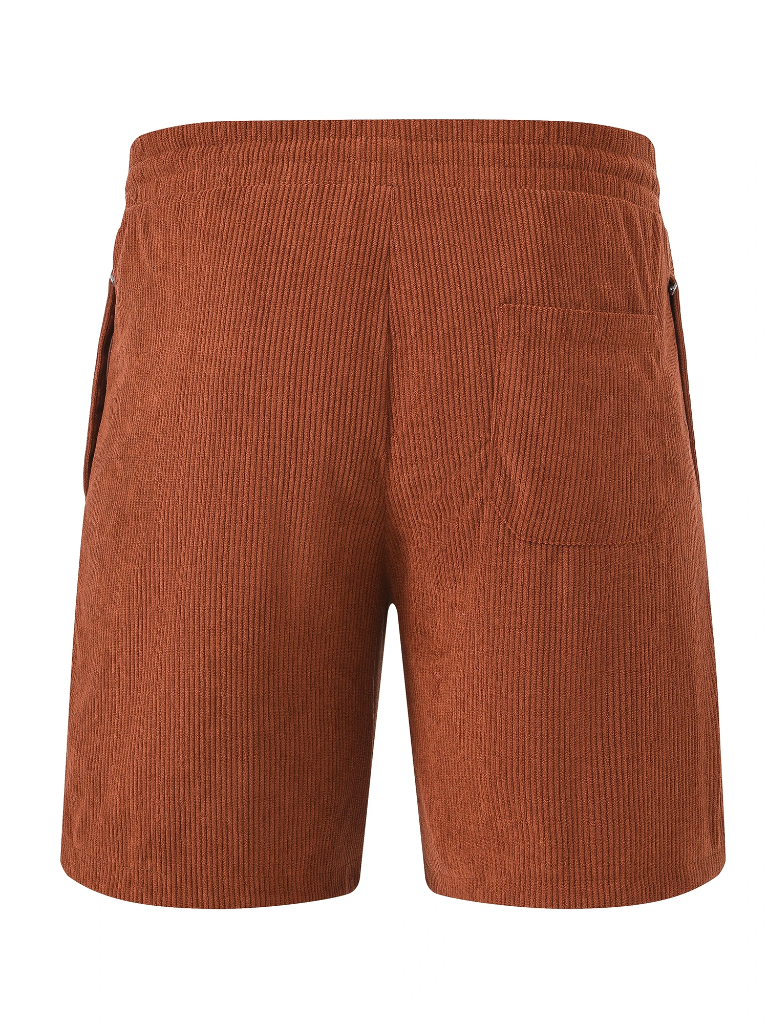 Men\'s casual athletic shorts solid color corduroy drawstring zippered pocket short Pants