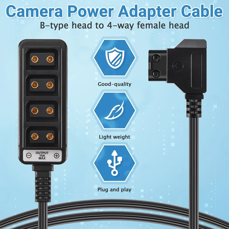 Macho d-tap b tipo dtap torneira para 4 fêmea p-tap ptap hub adaptador divisor elétrico para fotografia acessórios de energia-pzw