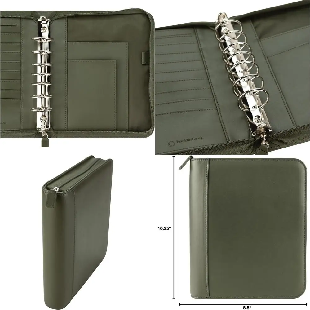 

Кожаный ежедневник с молнией - Классический оливковый органайзер