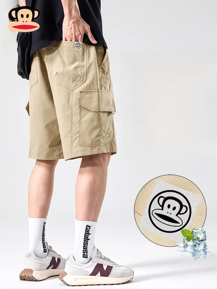 

Мужские летние брюки Paul Frank Outdoor Softell Workwear из ледяного шелка, винтажные, свободные, прямые, длиной до колена, повседневные, молодежные