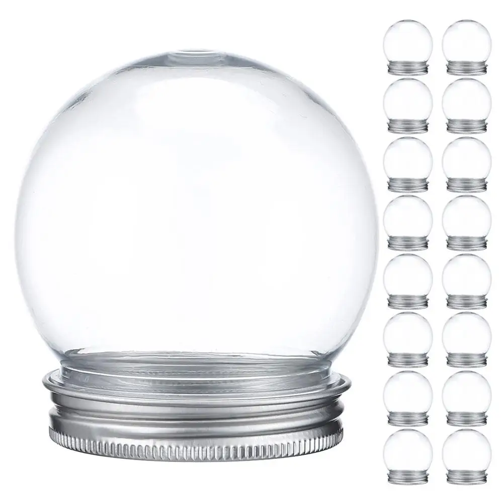 15 Pcs Plastic Candy Bottle Snow Globe DIY Clear Balls Screw Caps Fillable Globes Kids Craft Holiday Decor