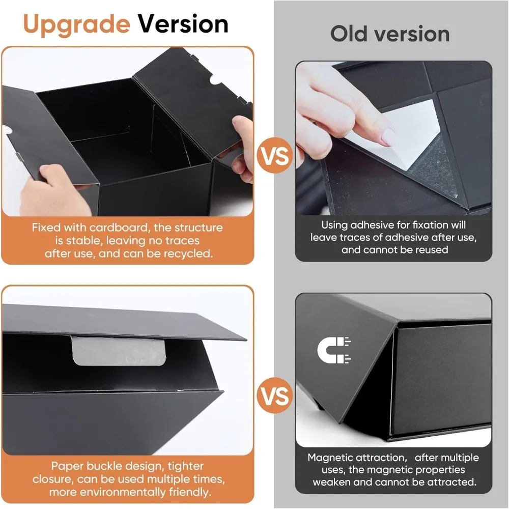 علب هدايا مع أغطية للهدايا، صناديق سوداء مقاس 9.8 × 5.9 × 3.4 بوصة للهدايا، صندوق اقتراح رفقاء العريس لحفلات الزفاف، عيد الميلاد #5