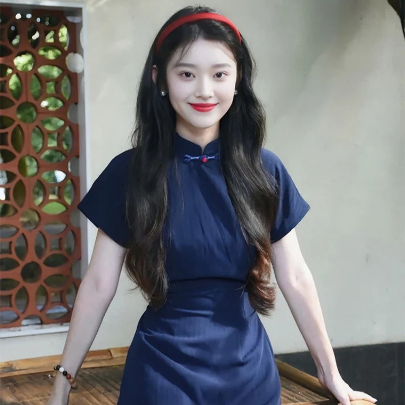 Vestidos de manga curta das mulheres noite 2025 mulher verão linho florais pétala borda ditsy alargamento balançando flowy regular ajuste piquenique chique