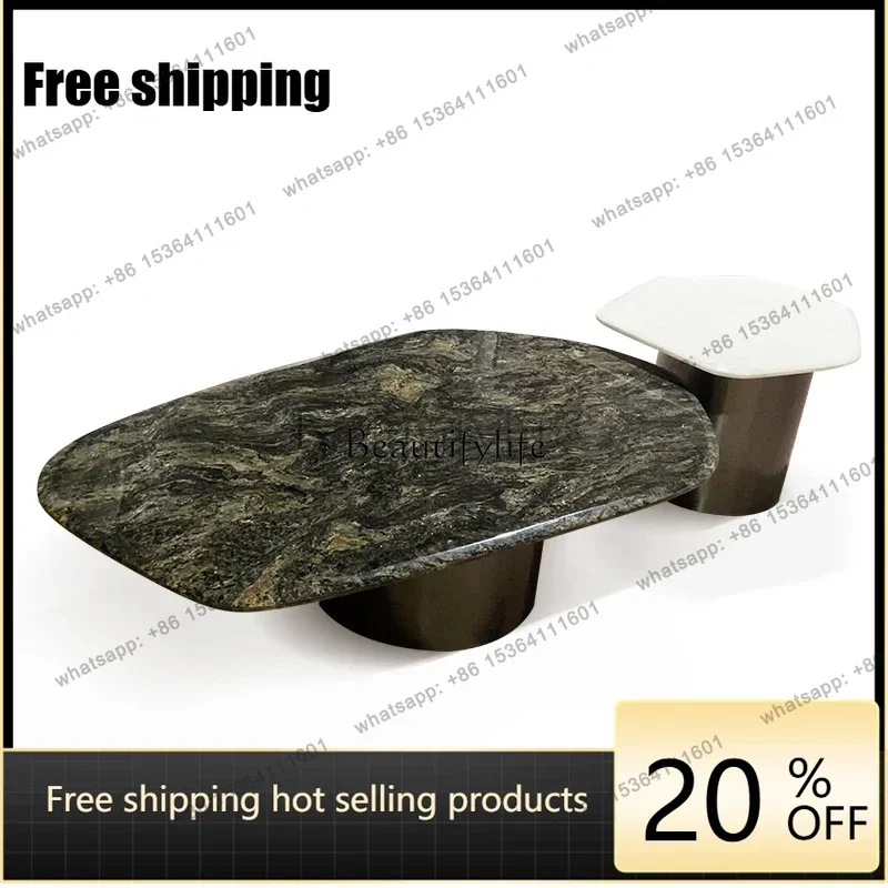 Factory Direct.Light luxury natural platinum diamond special-shaped coffee table living room household marble small tea table