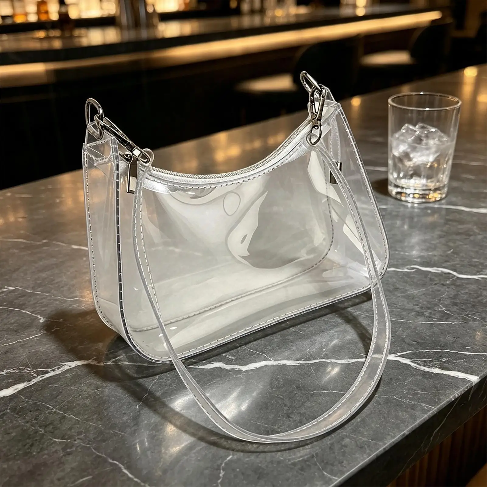 Women Clear Bag Stadium Approved Waterproof Lightweight Pouch Organizer for Concert Events Party Gym Office Travel view 5