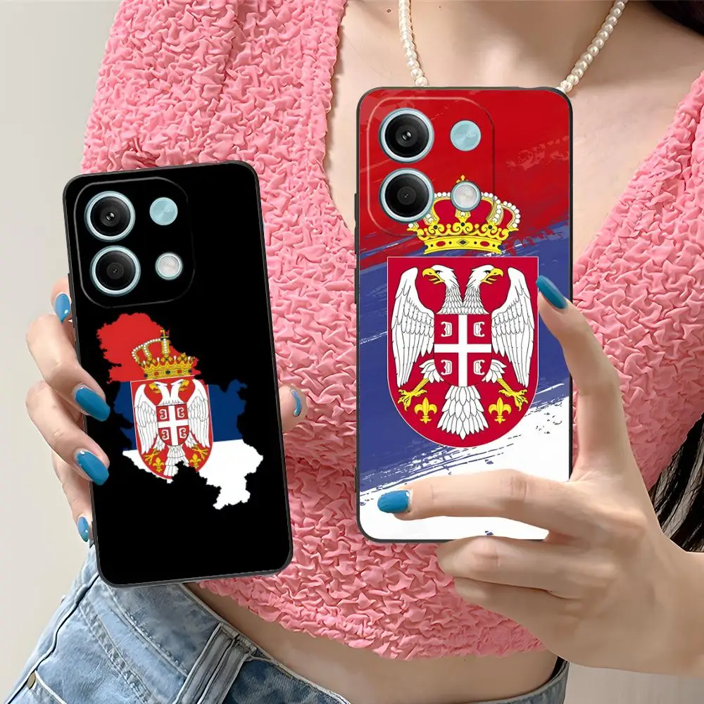 صربيا العلم المحمول قضية الهاتف الخليوي ل Xiaomi Redmi ملاحظة 14 13 12 11 S برو زائد 4G 5G اللون الطباعة غطاء فاخر جميل #3