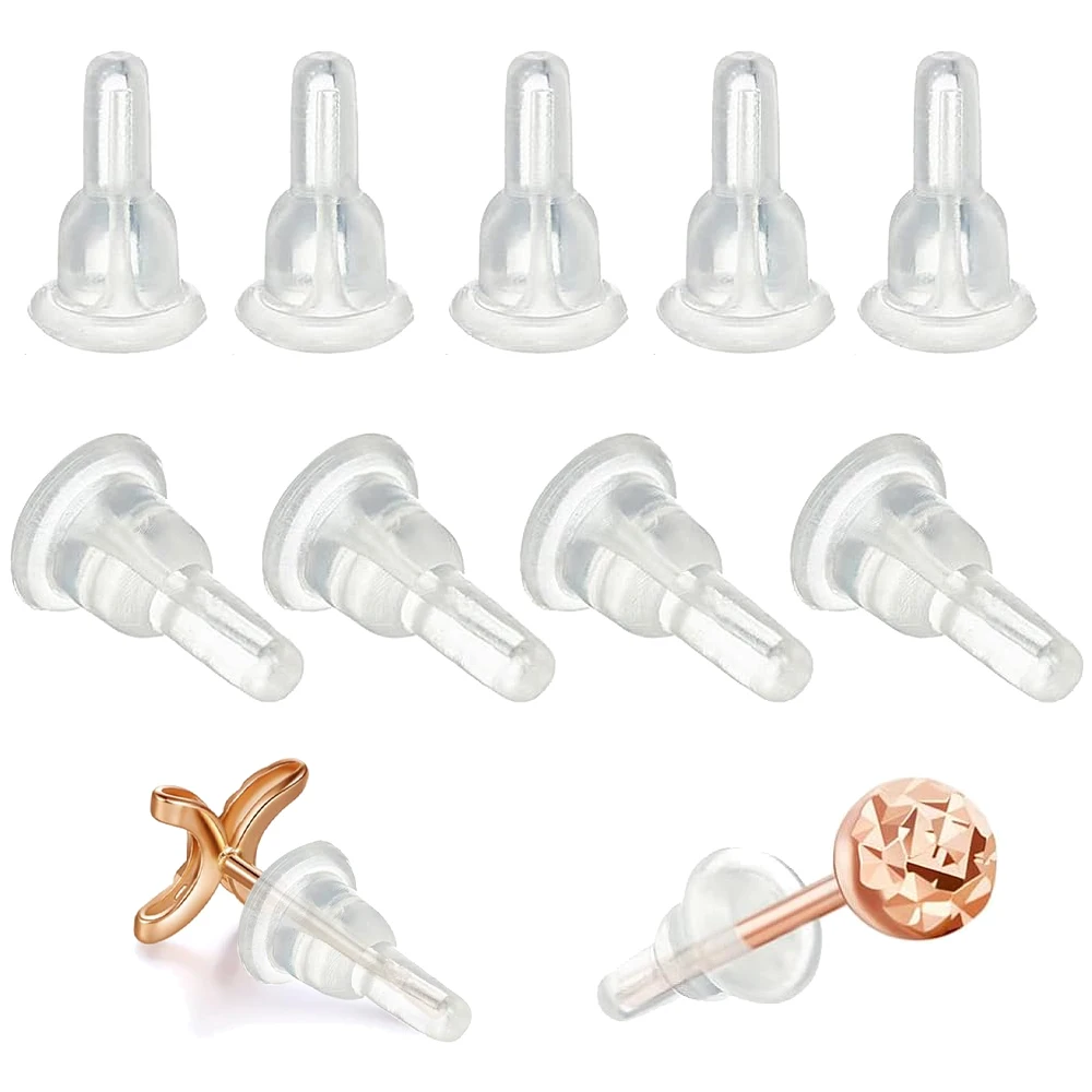 50/100pcs Silicone Full Cover Earring Backs Dust-Proof Stopper Hypoallergenic Soft Ear Safety Pad Backstops for Hook Ear Jewelry