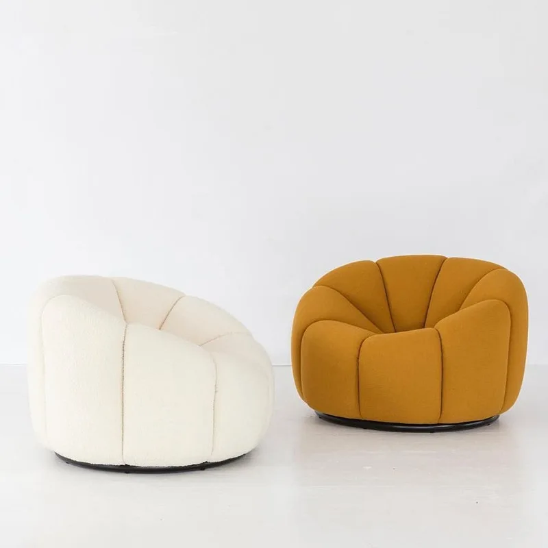 Cloud Sofa Chair Light Luxury Small Sofa Designer Small Apartment Lambswool Nordic Pumpkin Minimalist Light Luxury Style