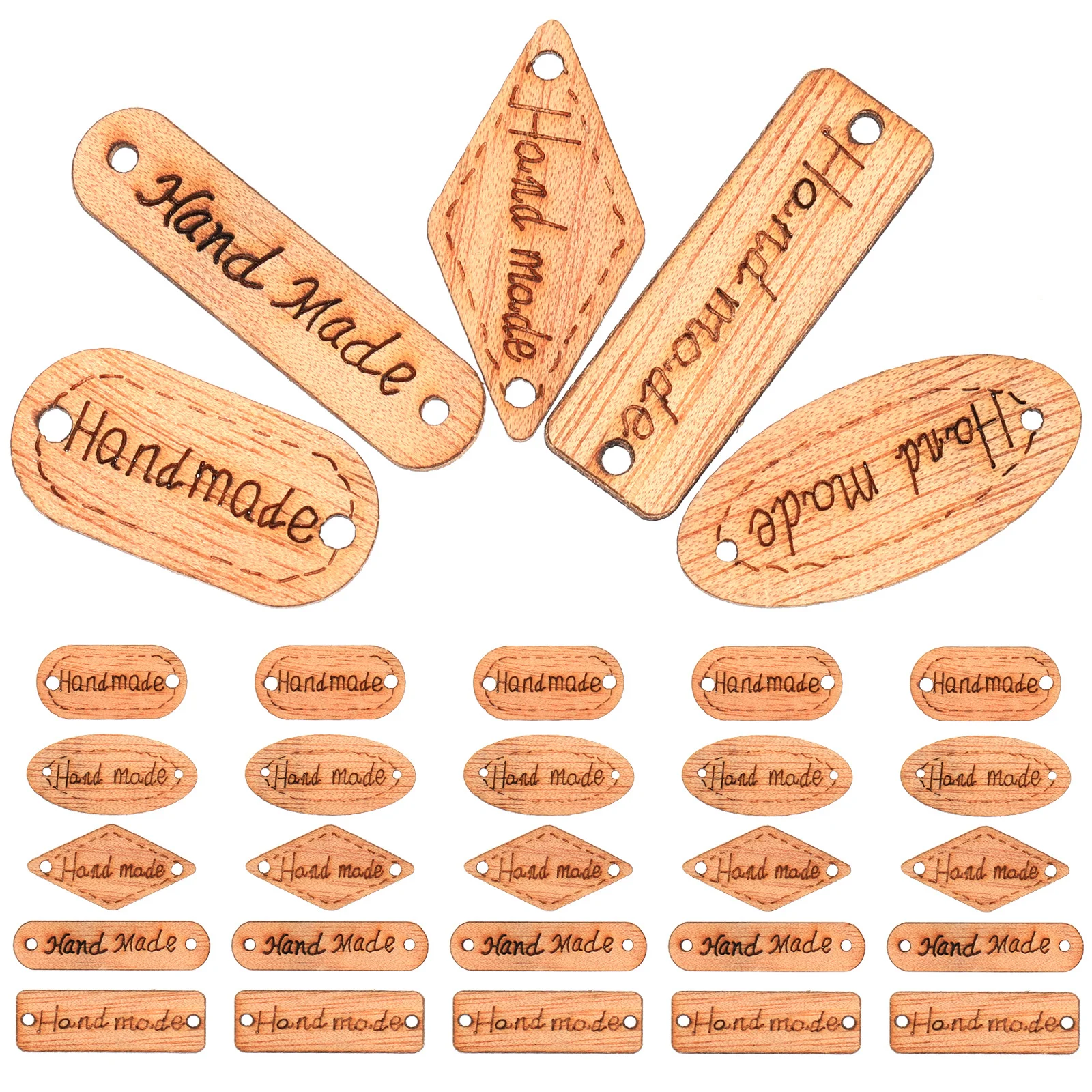 

200Pcs Wooden Button Label Unfinished Handmade Tags for DIY Dye Painting Craft Projects Sewing Accessories Decorations