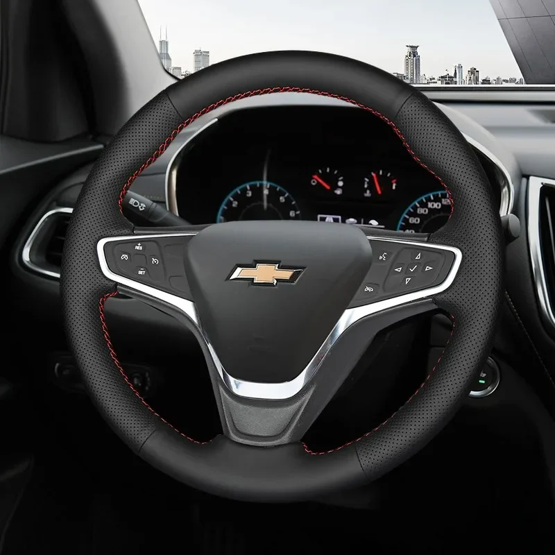 

Кожаный чехол на руль автомобиля с ручной вышивкой «сделай сам» для Chevrolet Equinox Cruze/15 Malibu XL, салонные автоаксессуары