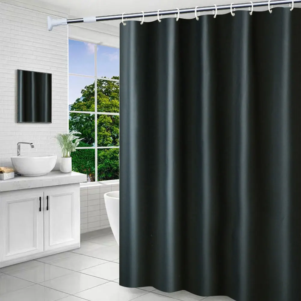 Punch Free Shower Curtain Thicken PEVA Fabric Long Bath Curtain With Hooks For Bathroom Accessories